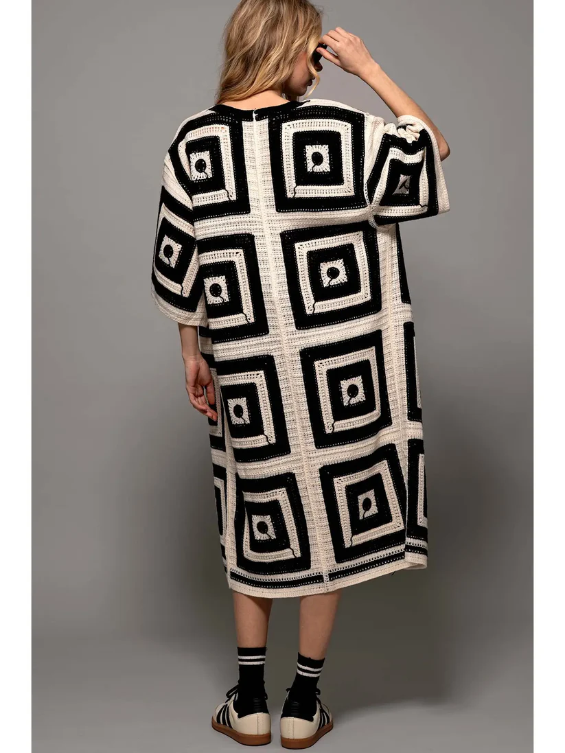 Do Everything In Love Black & White Open Cardigan - Image 7