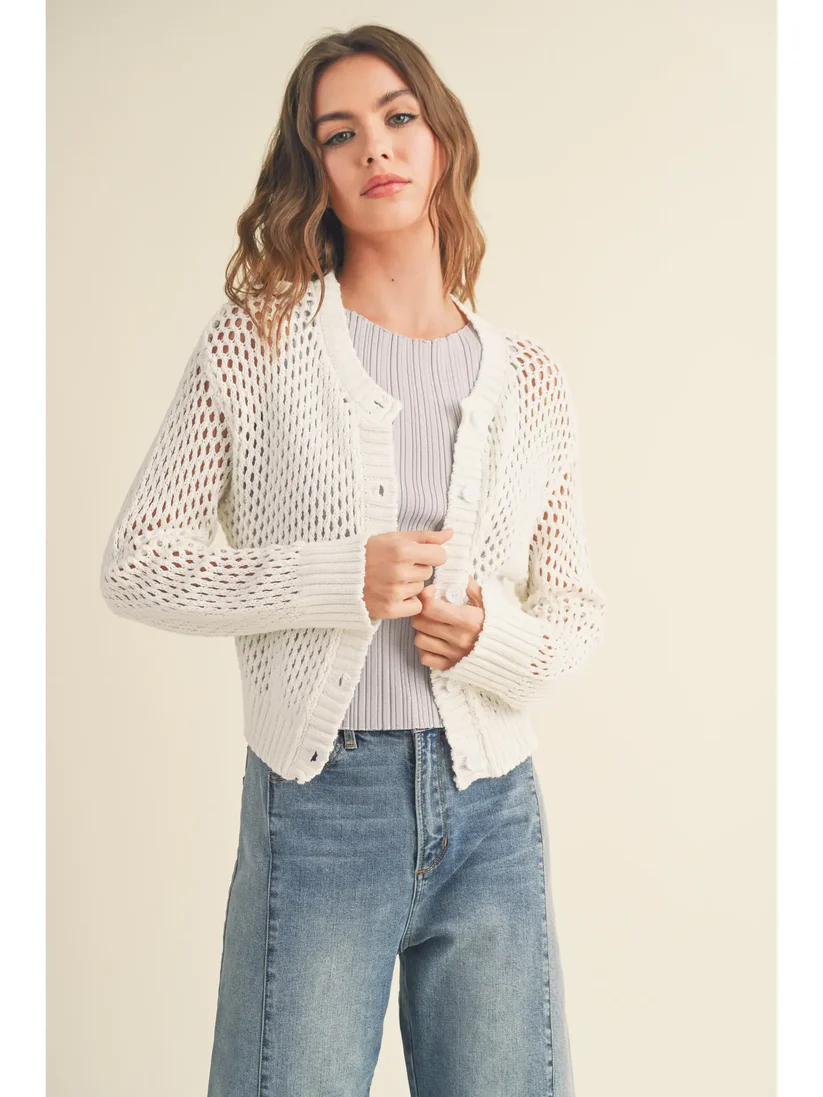 MIOU MUSE Open Knit Crochet Cardigan