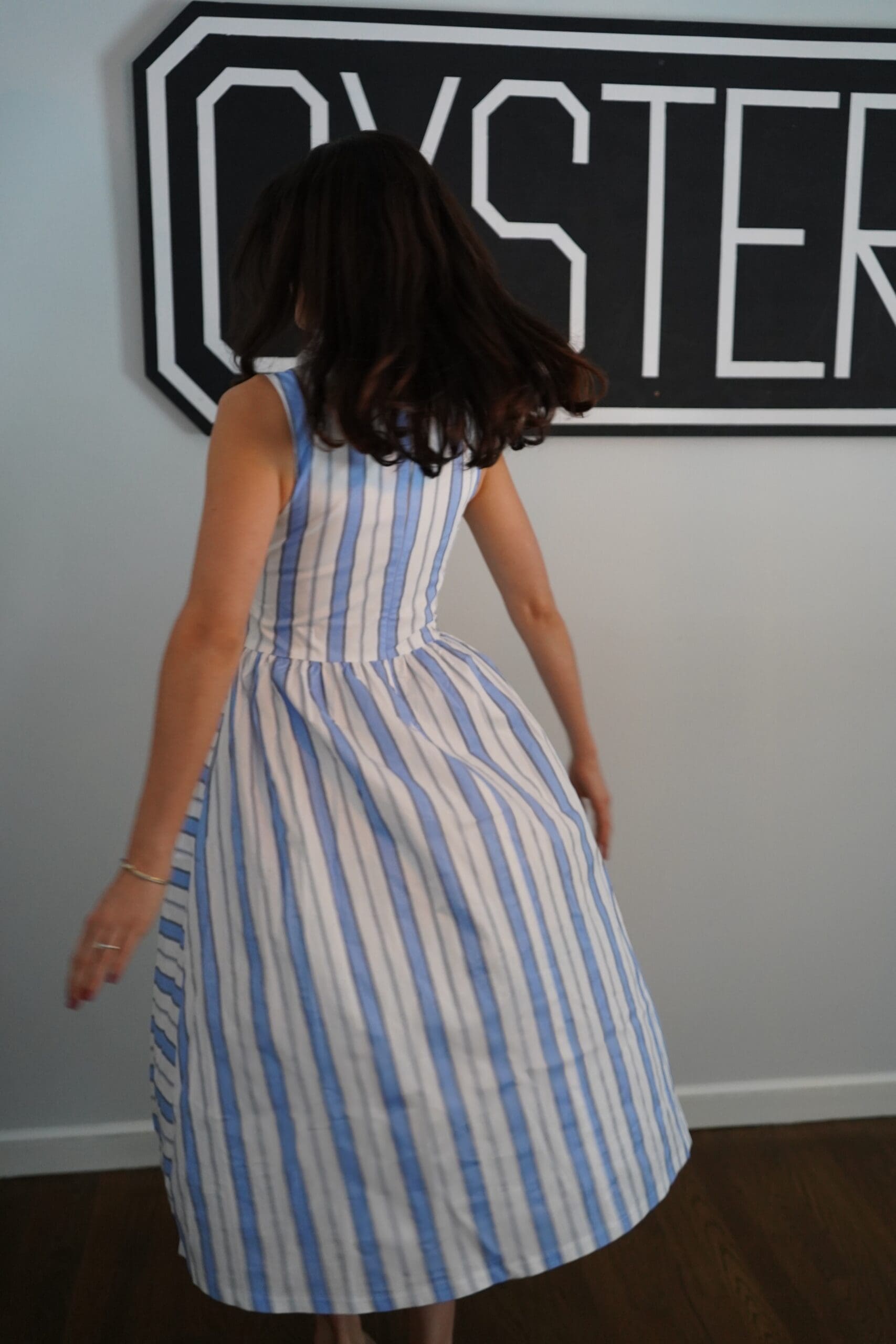 THML Blue & White Striped Midi Dress - Image 3