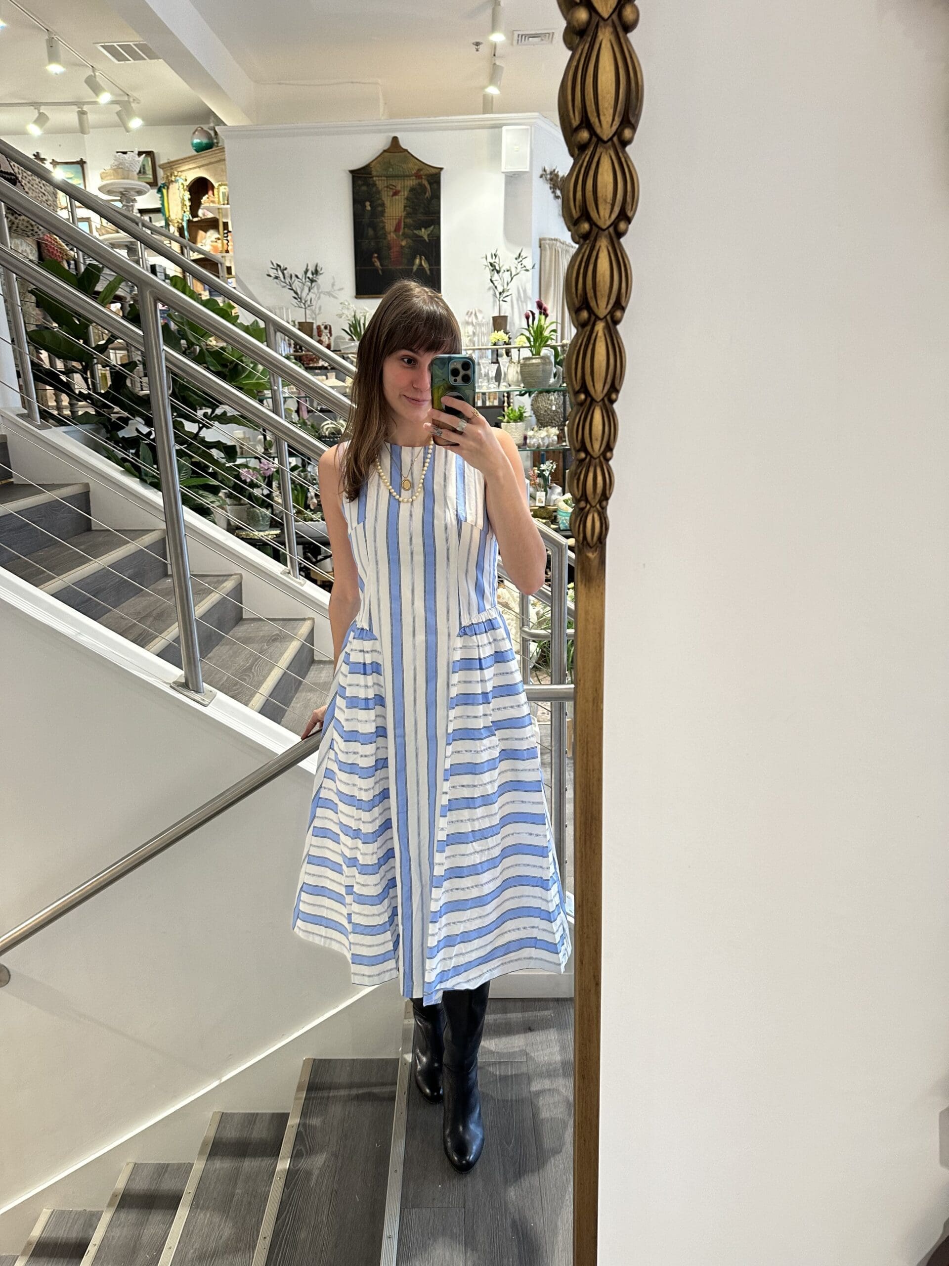 THML Blue & White Striped Midi Dress - Image 5