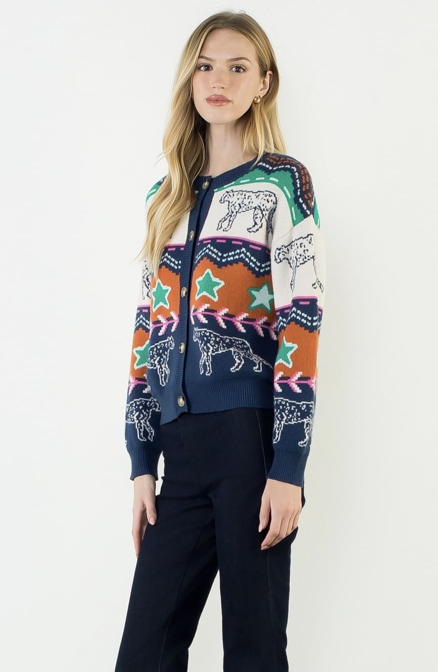 THML Multi-Color Cheetahs & Stars Cardigan - Image 2