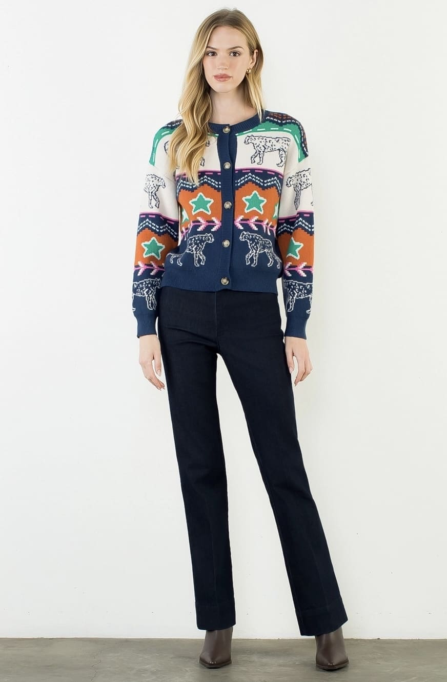 THML Multi-Color Cheetahs & Stars Cardigan - Image 3