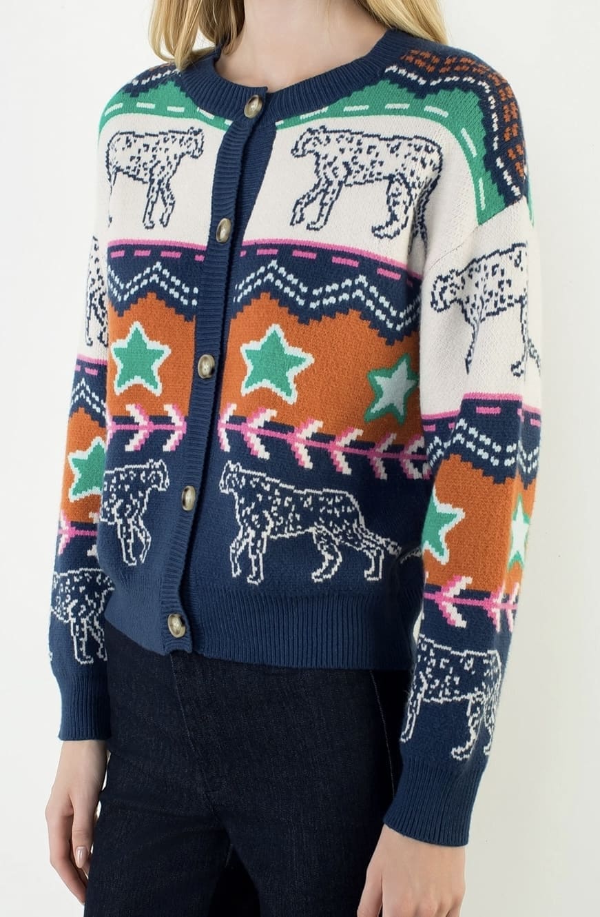 THML Multi-Color Cheetahs & Stars Cardigan - Image 4