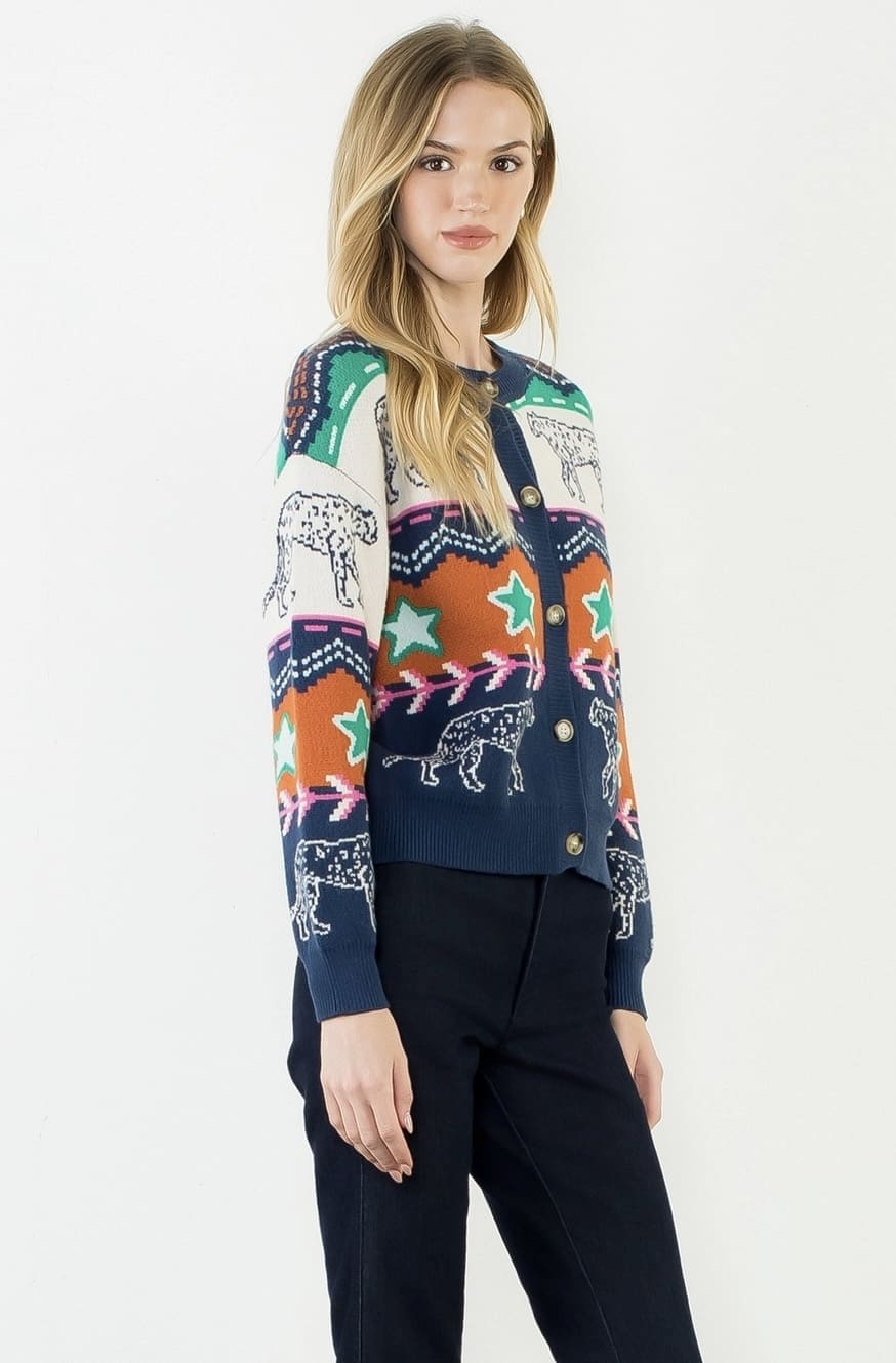 THML Multi-Color Cheetahs & Stars Cardigan - Image 6