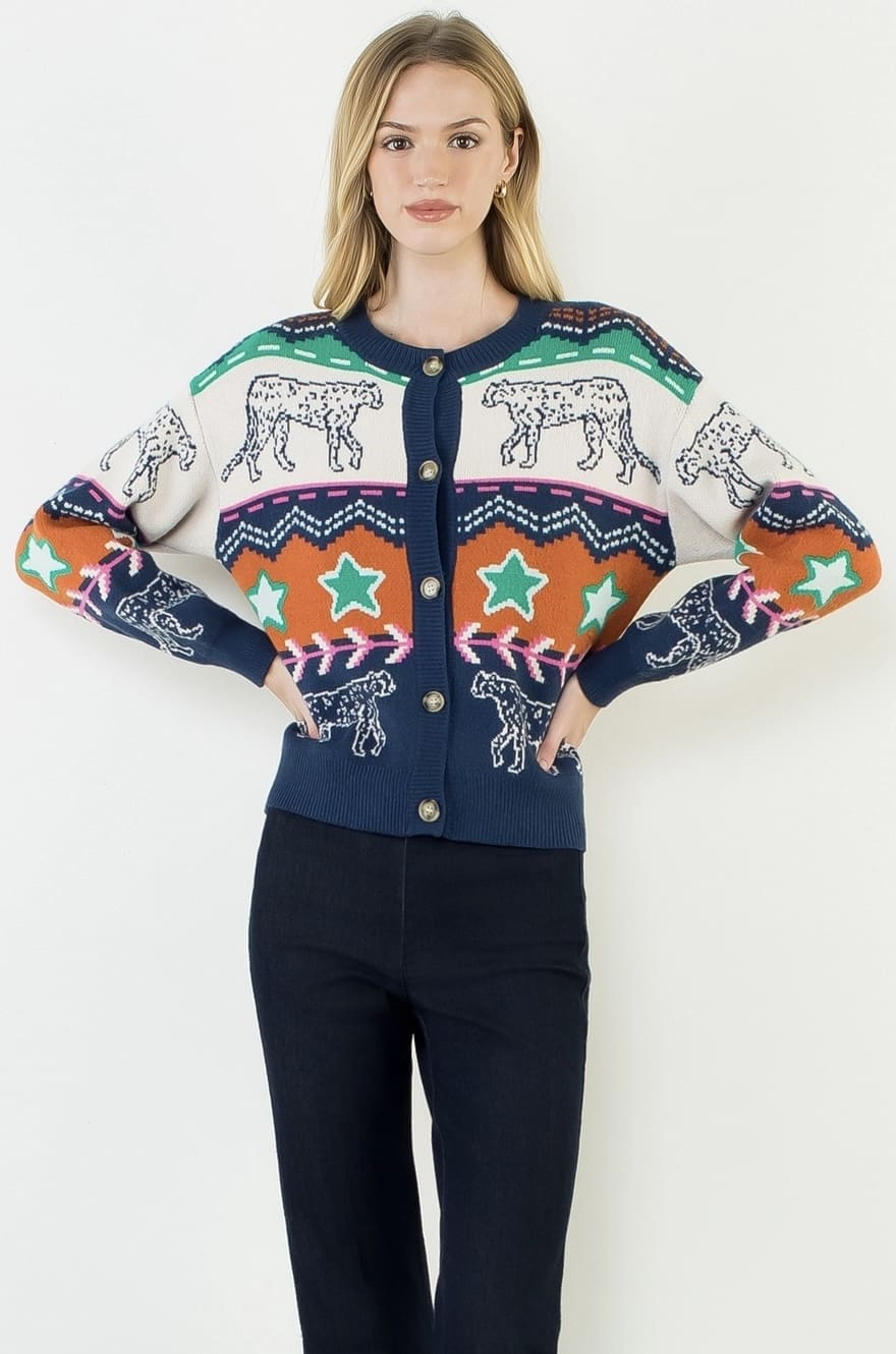 THML Multi-Color Cheetahs & Stars Cardigan - Image 7