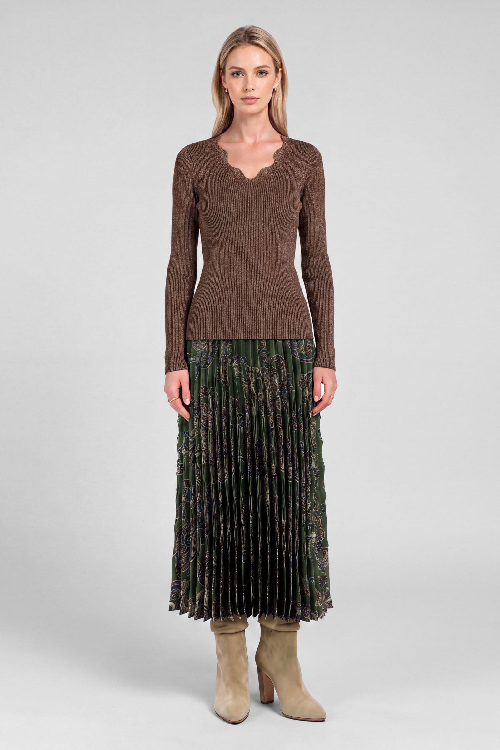 Current Air Metallic Scalloped Neck-Line Sweater - Image 2